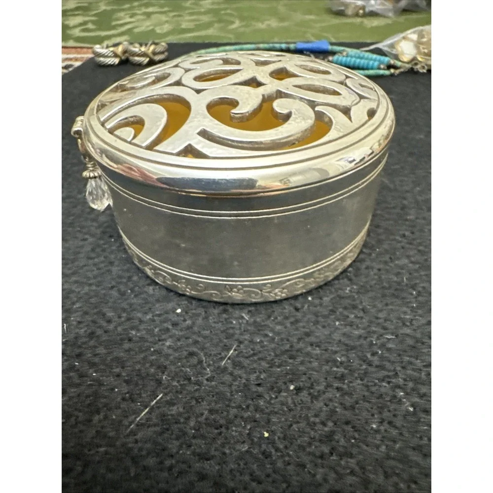 BRIGHTON Skribbel Trinket Box Silver Toned Round 3